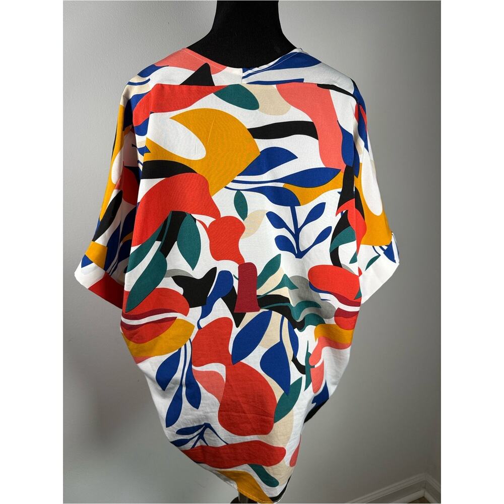 Abstract Print Blouse Size M Flowy Oversized Colorful Top Boho - Picture 3 of 6